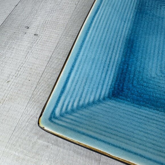 Home Target ZAZEN Reactive Crackled Turquoise Chocolate Out Dinner Plates Set 2 - Picture 13 of 16